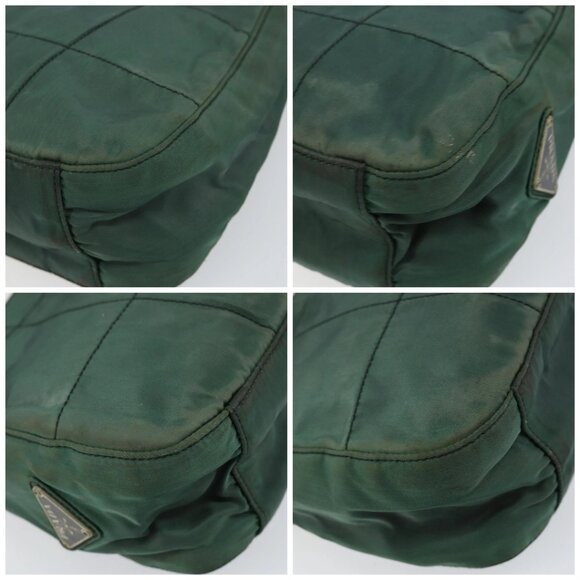 PRADA Quilted Chain Shoulder Bag Nylon plastic Green Auth - Picture 16 of 16